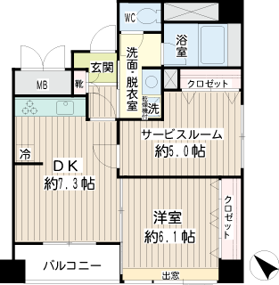 横浜市神奈川区の賃貸マンション　アキラクワトロ　間取りです