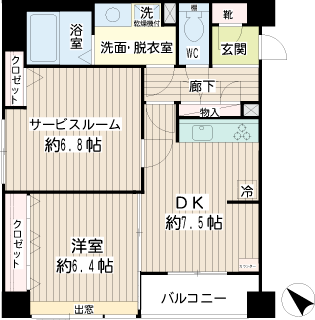 横浜市神奈川区の賃貸マンション　アキラクワトロ　間取りです