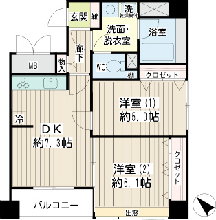 横浜市神奈川区の賃貸マンション　アキラ・クワトロ　402間取り