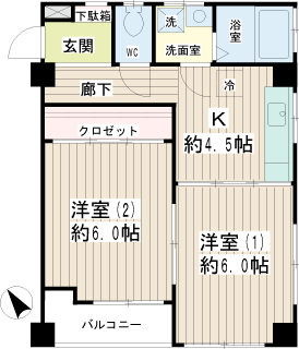 東急東横線　東白楽駅の賃貸マンション　第一暘ビル 間取りです