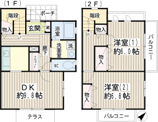 東急東横線東白楽駅の賃貸マンション　グリーンパレス斎藤分ⅡＡ棟　間取りです