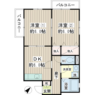 横浜市神奈川区の賃貸アパート　グリーンパレス斎藤分ⅡＢ棟　間取