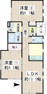 横浜市神奈川区の貸テラスハウス　グリーンパレス斉藤分ⅢＣ棟　間取りです