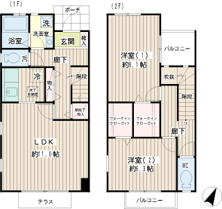 横浜市神奈川区の貸テラスハウス　グリーンパレス斉藤分Ⅳ　間取りです