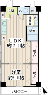 東急東横線　綱島駅の賃貸マンション　マンション花家　間取りです