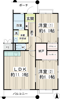 川崎市川崎区の賃貸マンション　パルメゾンＹ　３０２号室　間取