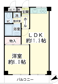 川崎駅西口の賃貸マンション　パティオ２７７　間取りです