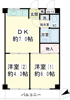 川崎駅西口の賃貸マンション　パティオ２７７　間取りです