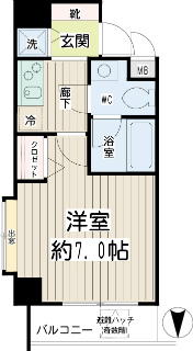 川崎市中原区の賃貸マンション　アーバンスクエア川崎平間304　間取