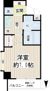 川崎市中原区の賃貸マンション　アーバン・スクエア川崎平間　604号室　間取りです