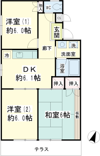 横浜市鶴見区の賃貸マンション　グリーンハイツ　間取りです