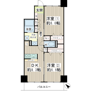 横浜市鶴見区の賃貸マンション　スカイ６１　７０３号室　間取