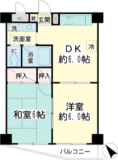 横浜市鶴見区の賃貸マンション　エルセレ岸谷　３０２号室　間取