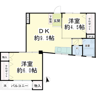 横浜市鶴見区の賃貸マンション　マルハチビル６０２号室の間取りです