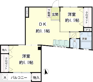 横浜市鶴見区の賃貸マンション　マルハチビル　７０２号室　間取