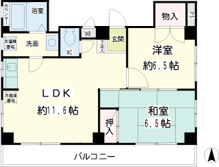 東京都品川区の賃貸マンション　大久保ハイツ　４０１号室　間取りです