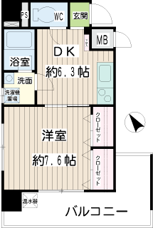 横浜市鶴見区の新築賃貸マンション　トモビレッジ　間取りです