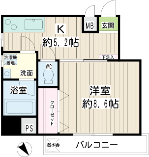 横浜市鶴見区の賃貸マンション　トモビレッジ　４０１号室　間取り