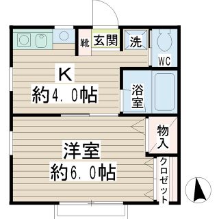 東京都大田区の賃貸アパート　フォレストハイム　１０２号室　間取