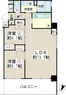 川崎区川崎市の賃貸マンション　グッドビュー川崎　７０３号室　間取