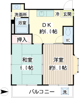 横浜市旭区の賃貸マンション　中川ビル　３０１号室　間取りです