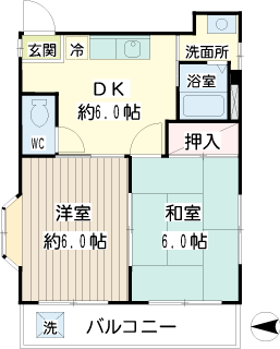 横浜市旭区の賃貸マンション　中川ビル　３０２号室間取りです