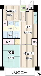 横浜市港南区の賃貸マンション　パティオ港南　間取りです