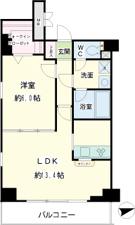 川崎市川崎区の新築賃貸マンション　オベリスク藤崎　202号室間取り