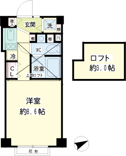 横浜市鶴見区の新築賃貸マンション　エムズアーク　３０２間取り