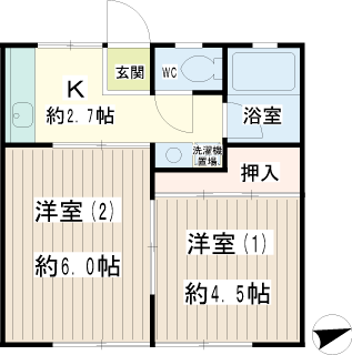 横浜市鶴見区の賃貸マンション　三ツ池口ハイツ　間取りです