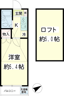 東京都大田区の賃貸マンション　クレセント池上　１０２号室　間取