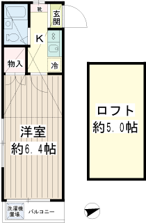 東京都大田区の賃貸アパート　クレセント池上　１０７号室間取りです