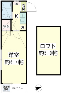 東京都大田区の賃貸マンション　クレセント池上　２０７号室　間取