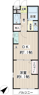 横浜市鶴見区の新築賃貸マンション　ディアコート　２０１間取り　