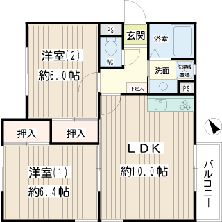 横浜市鶴見区の賃貸マンション　ヒルズ防野　間取りです　