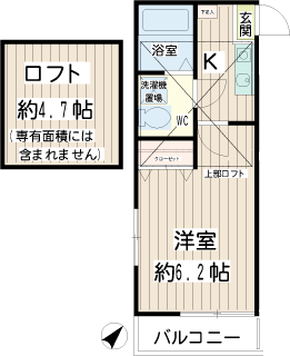 横浜市鶴見区の新築賃貸アパート　クワドリフォリオ横浜鶴見　２０１間取りです　