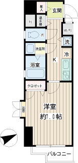 横浜市南区の新築賃貸マンション　アイボリーコート　７０１間取りです