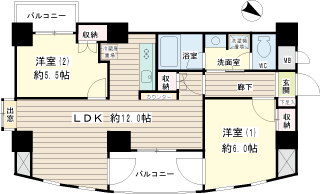 川崎市川崎区の賃貸マンション　ベルメゾンヒカリ　４０６号室間取りです