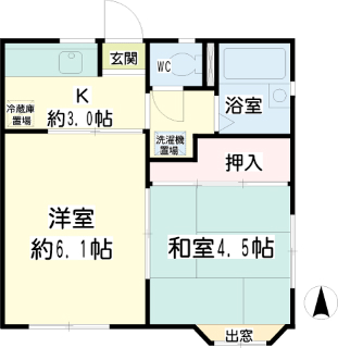 川崎市幸区の賃貸アパート　明星荘　２０１号室　間取