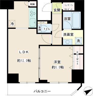 東京都品川区の新築賃貸マンション　アーバネックス大森　１２０１号室　間取