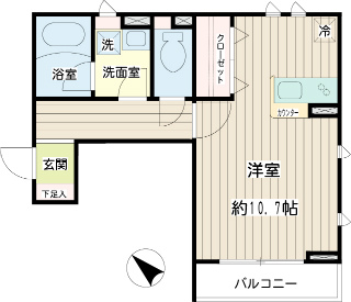 横浜市鶴見区の賃貸マンション　アリエッタコート　２０２号室　間取