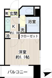 川崎市幸区の賃貸マンション　カーサフェリーチェ　２０１号室　間取り