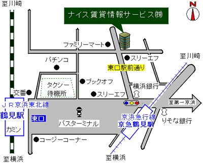 鶴見店への地図です